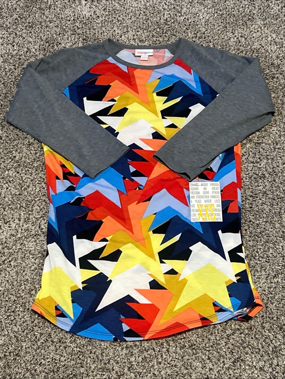 Lularoe NWT XXS RANDY T Americana STARS! LLR 3/4 Raglan Sleeve